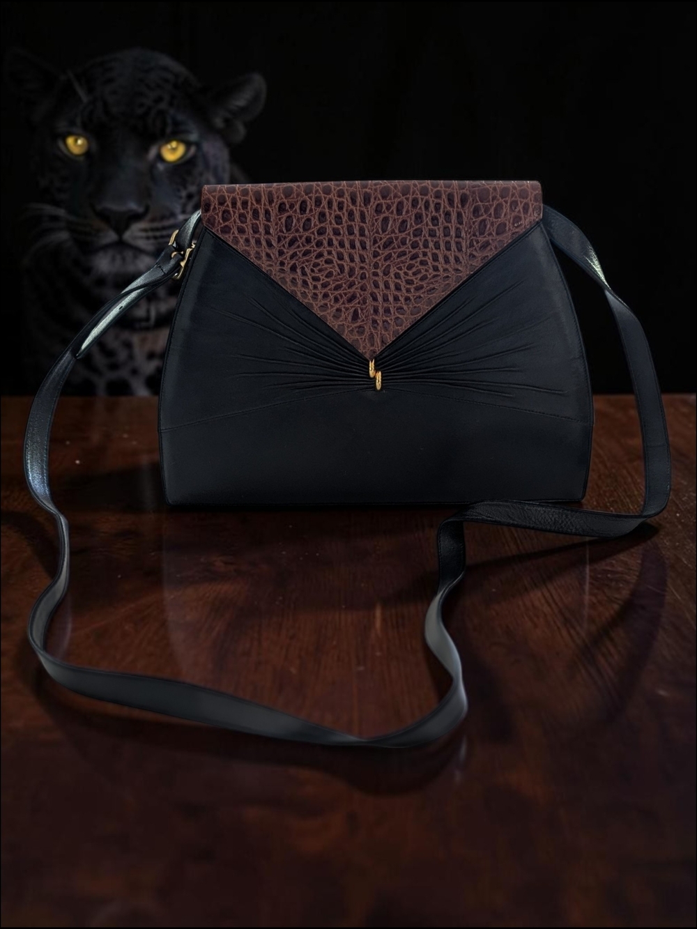 Bally Vintage Jana Black and Brown Crossbody Bag